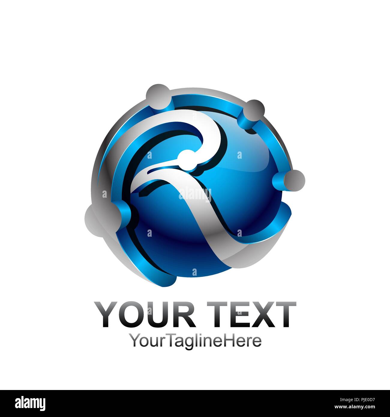 Anfangsbuchstabe R Logo template Blaugrün Kreis Design für Business und Unternehmen Identität Stock Vektor