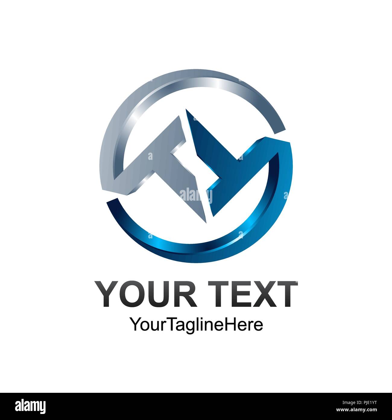 3D-Kreis Schreiben T oder TT erste Alphabet Logo Design Template element Stock Vektor