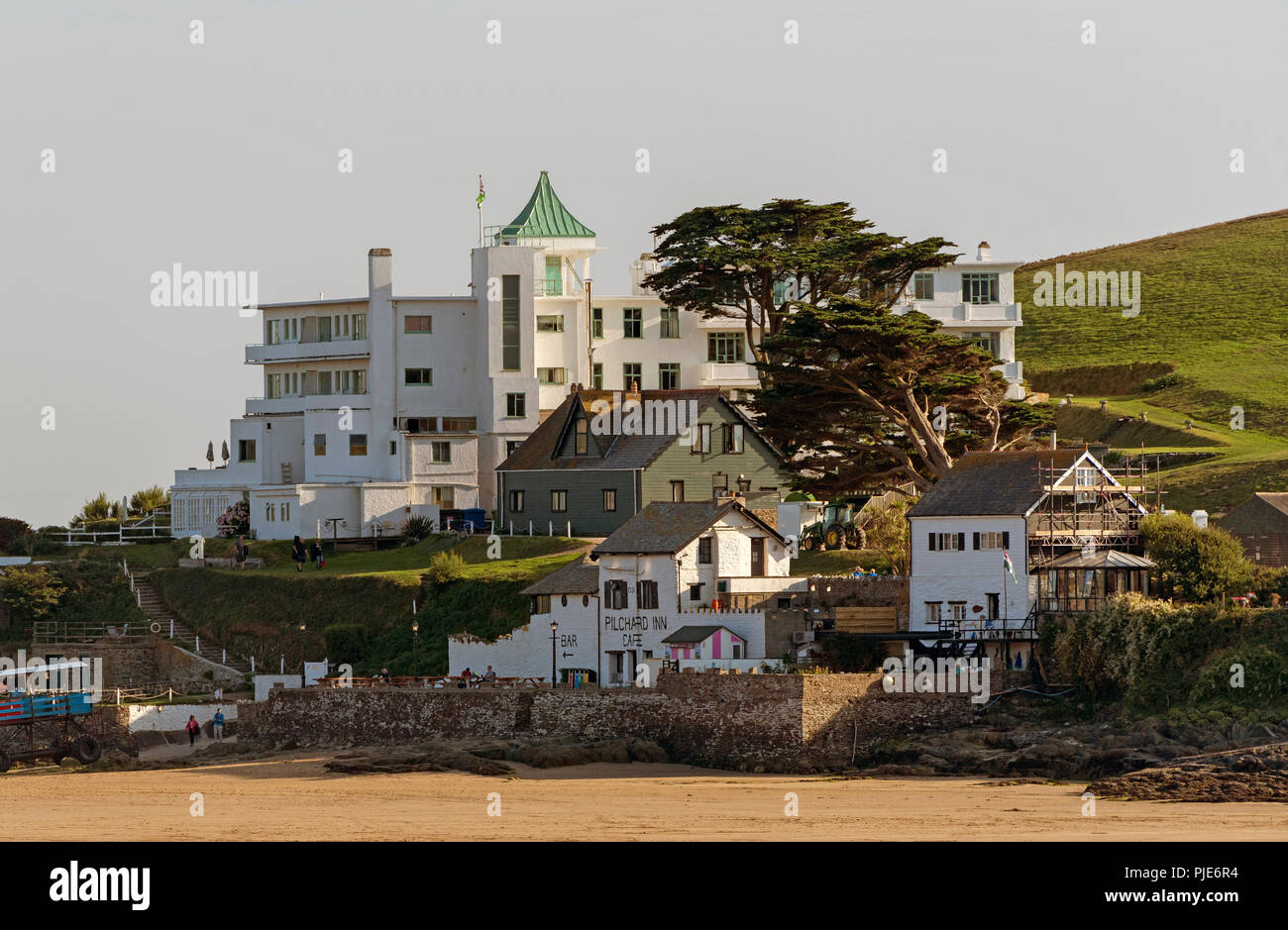 Burgh Island Hotel gesehen aus dem Westen. South Devon, England, Großbritannien Stockfoto