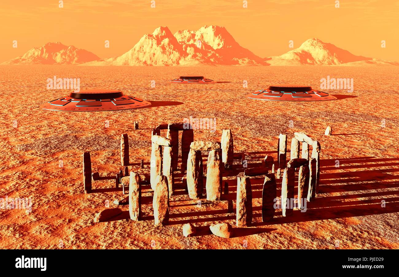 Steinkreis auf der Oberfläche des Mars. Stockfoto