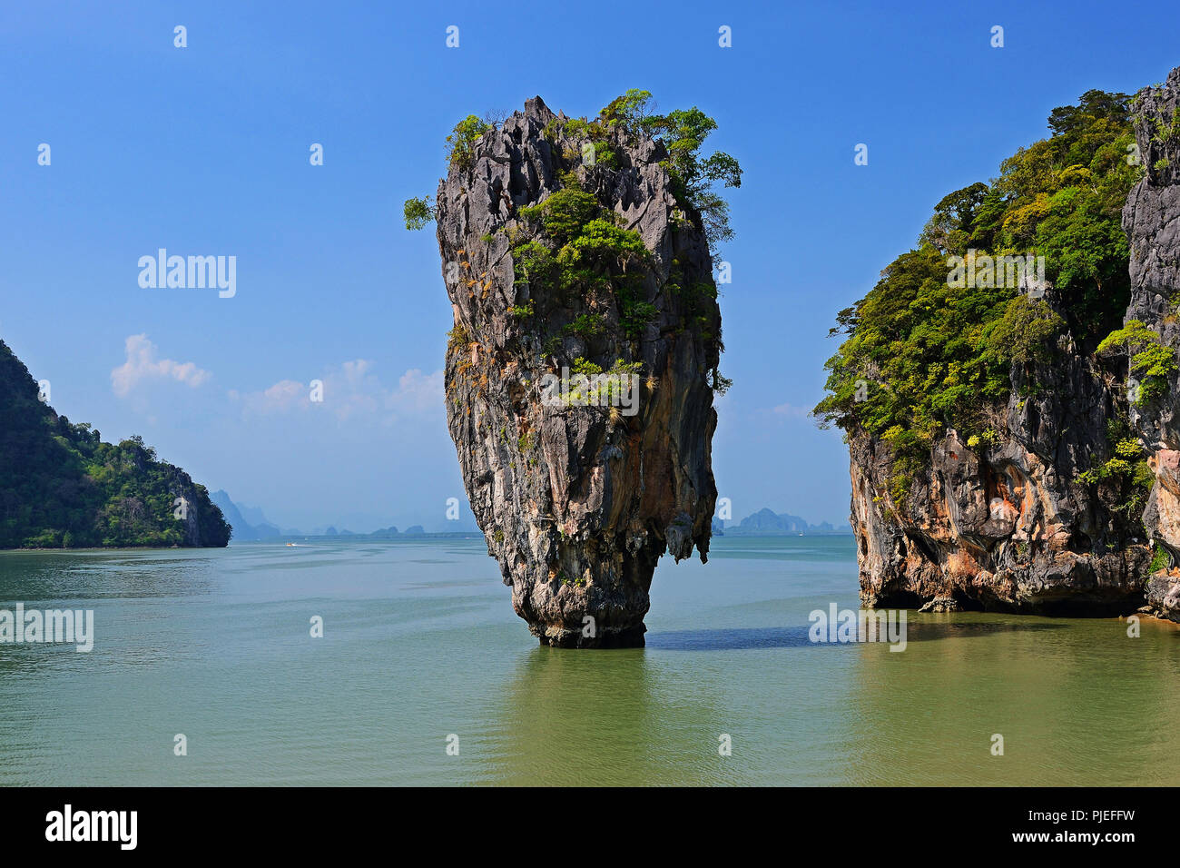 Markante Felsformation auf Khao Phing Kan Island, auch James Bond Island, Thailand, markante Felsformation in Khao Phing Kan Insel, auch James Bond Stockfoto