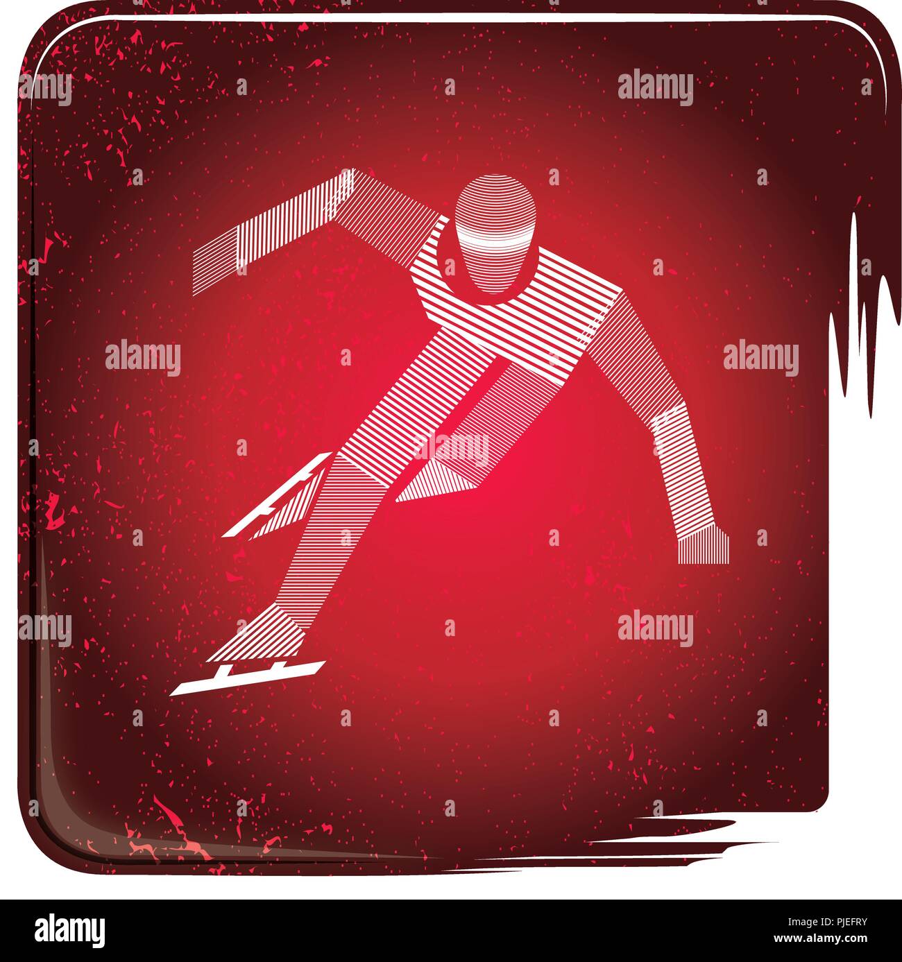 Darstellung der männlichen Athleten Eisschnelllauf drehen Ice Arena. Skating Sport Wettbewerb. Eine streifige Sportler. Flat Style vector clip art. Stock Vektor