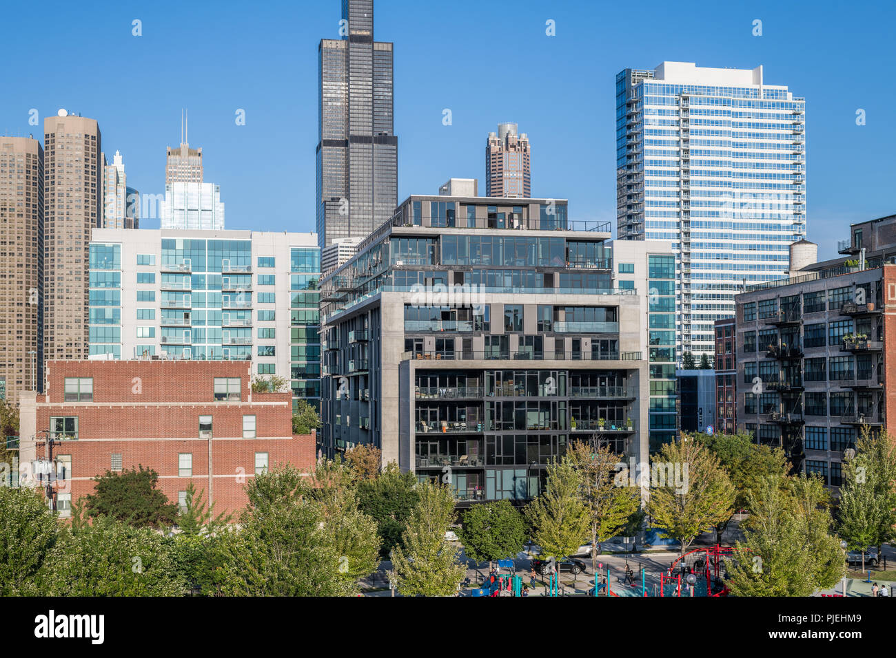 Hohe Kondominium Entwicklung in der West Loop Nachbarschaft. Stockfoto