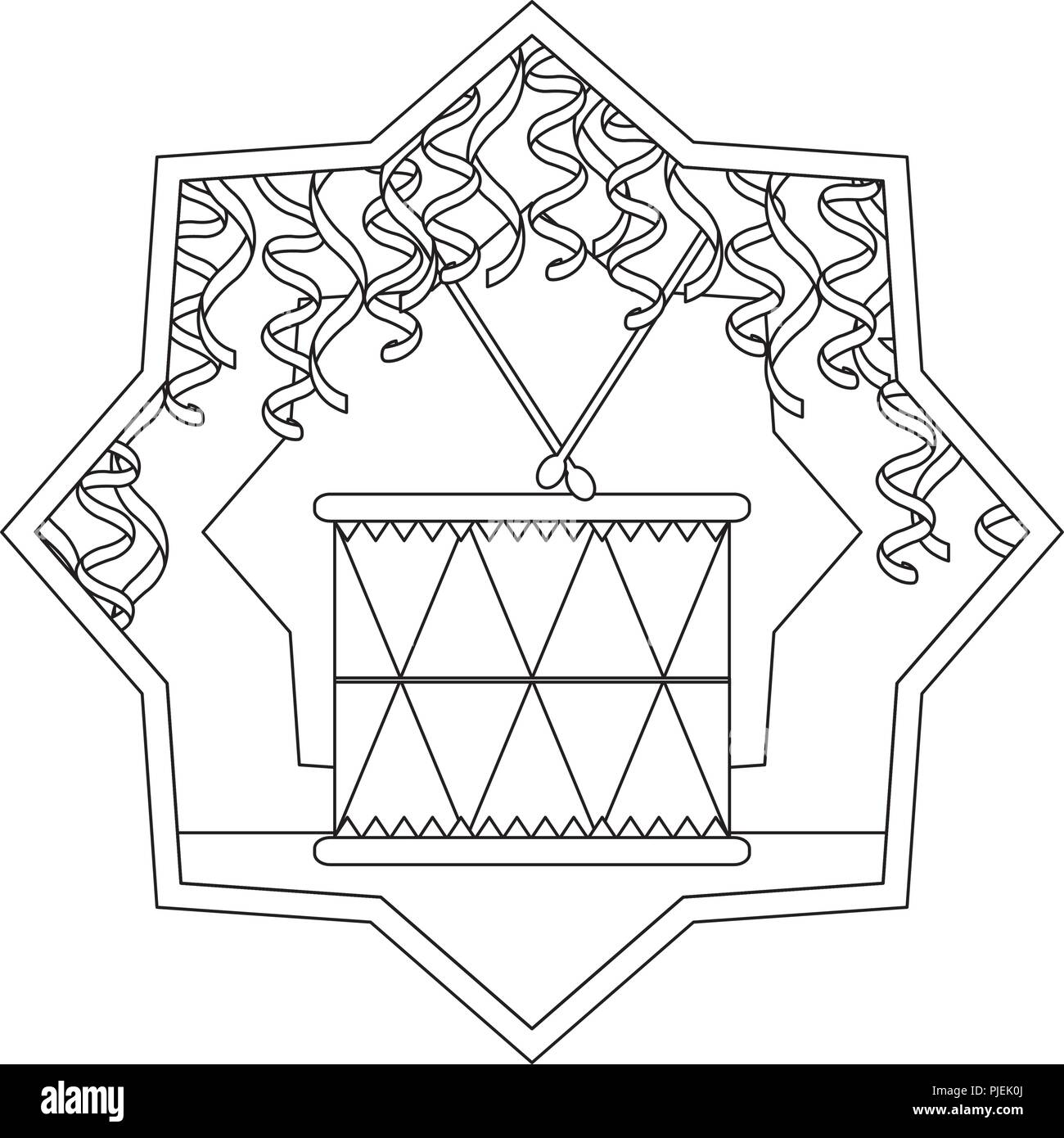 Line Holz drum musikalische Objekt in Star Stock Vektor