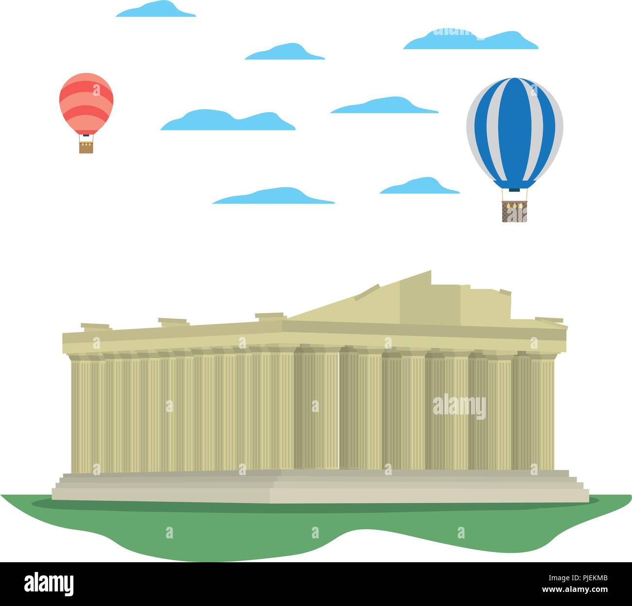 Mittelalterliche Athen Architektur und Luftballons Stock Vektor