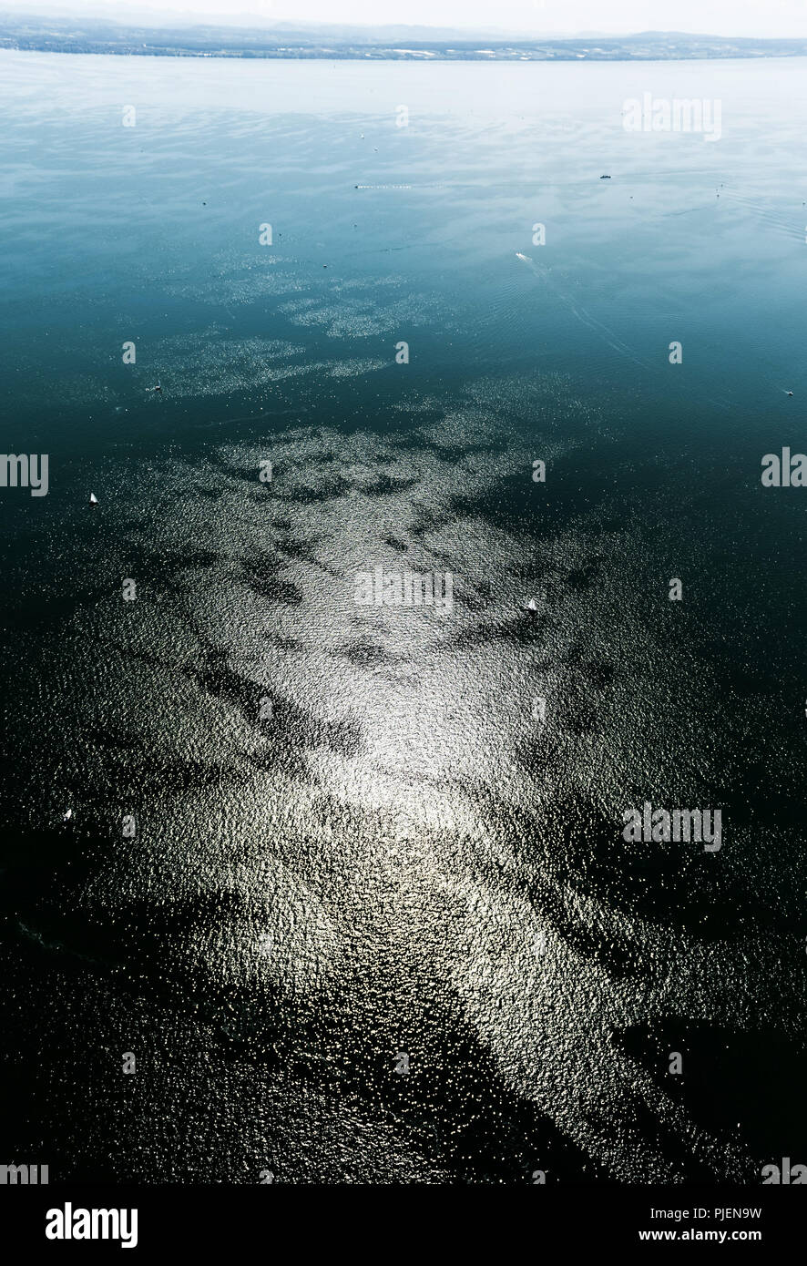 Der Bodensee von oben gesehen. Stockfoto