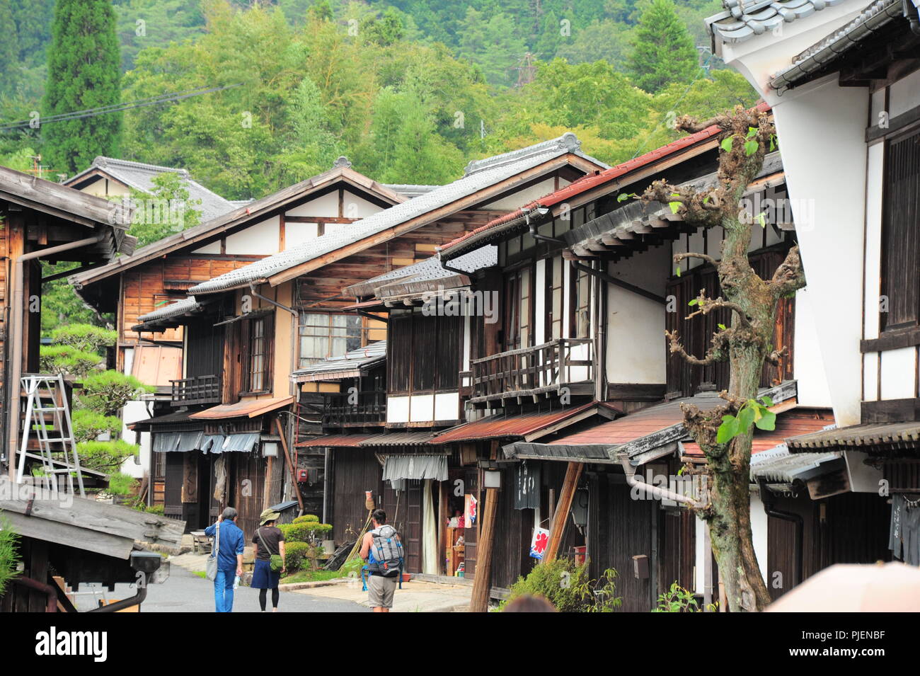 Tsumago, einem alten Stadtbild Bereich in Japan erhalten Stockfoto