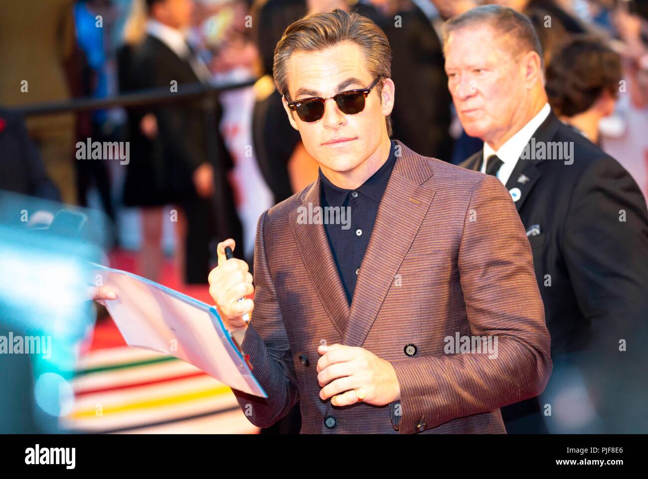 Chris Pine besucht die Premiere von Outlaw König" auf der 43 Toronto International Film Festival, tiff, Roy Thomson Hall in Toronto, Kanada, am 06. September 2018. | Verwendung weltweit Stockfoto