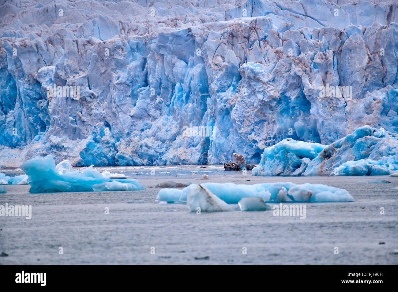 National Geographic, Straße tripblue Eis der Gletscher Kronebreen oder Krone, Kongsfjord, Ny-Ålesund, Spitzbergen oder Spitzbergen, Europa Stockfoto