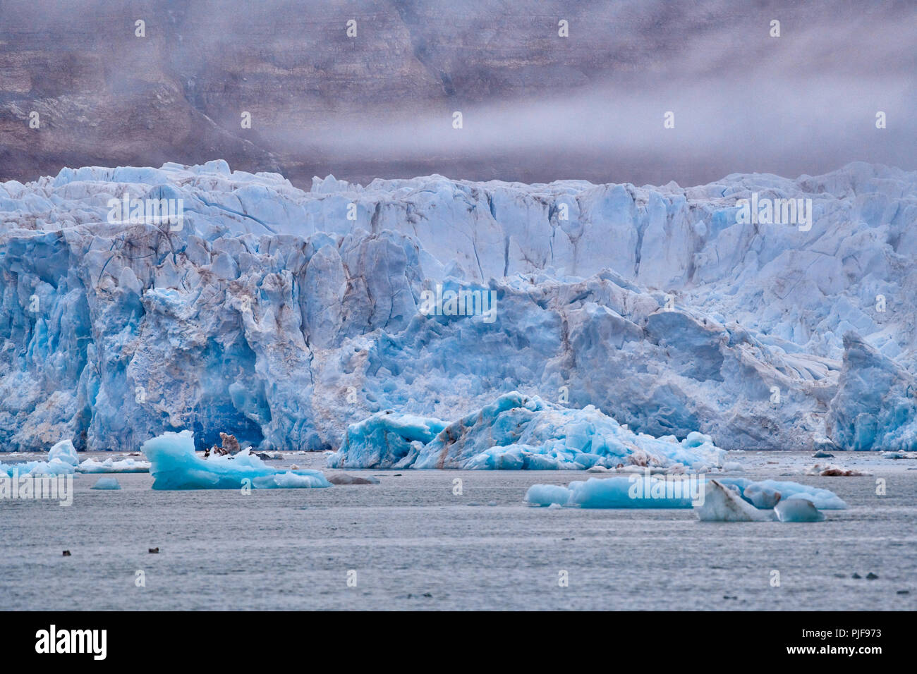 National Geographic, Straße tripblue Eis der Gletscher Kronebreen oder Krone, Kongsfjord, Ny-Ålesund, Spitzbergen oder Spitzbergen, Europa Stockfoto