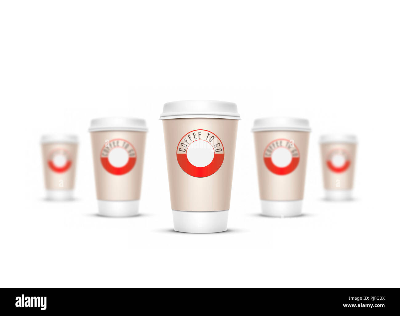 Eine Tasse Kaffee Vector Illustration mit den Worten Coffee to go Stockfoto