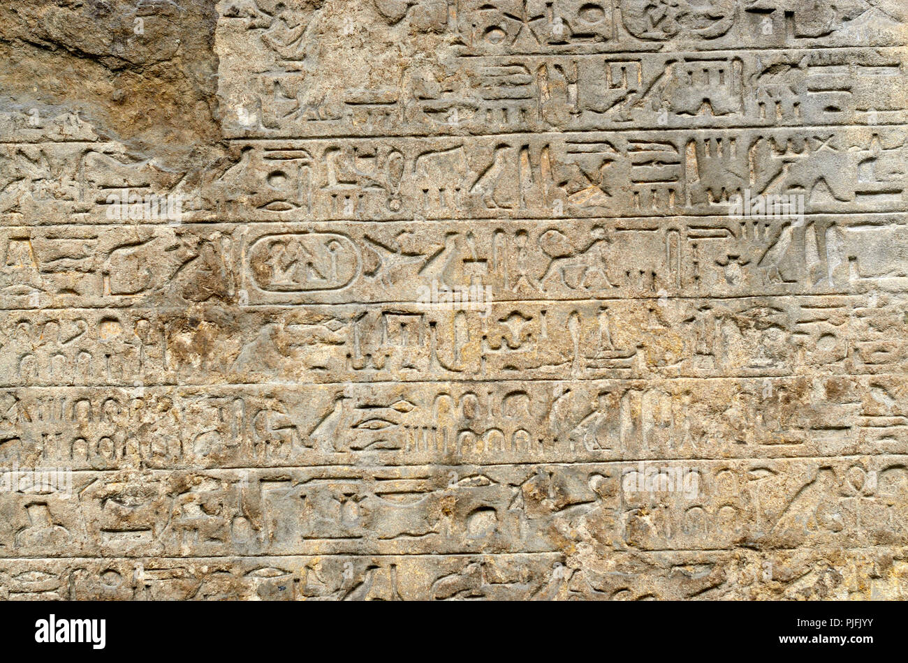 Sandstein Stele (steintafel) Der Ägyptische Vizekönig von Kusch Merymose (c1400BC) hieroglyphischer Text beschreibt seine Kampagnen gegen die Nubier. Brit Stockfoto