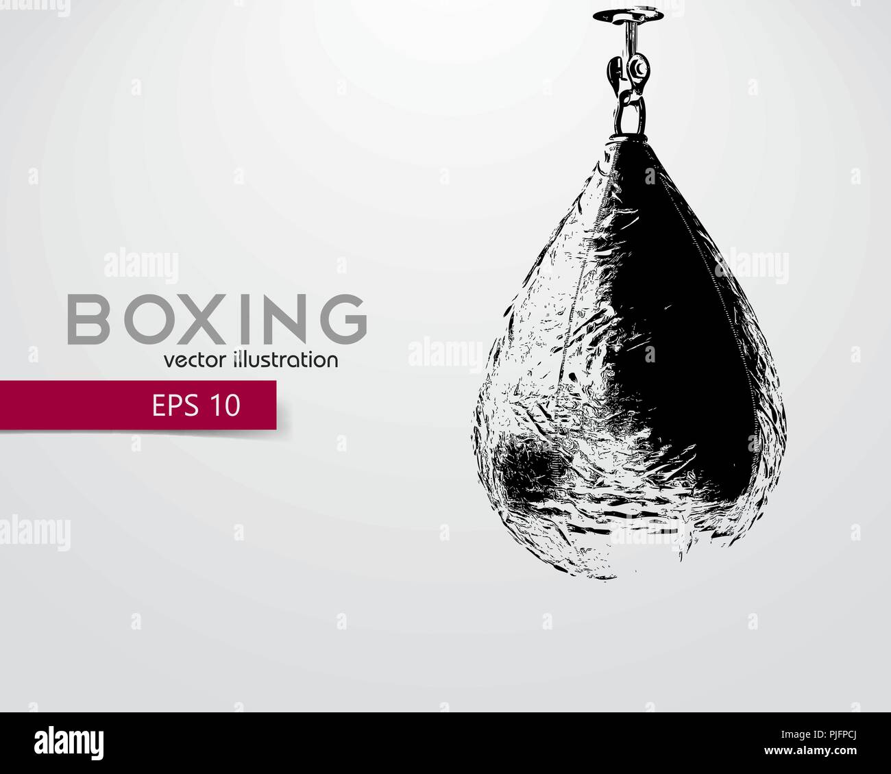 Boxsack Silhouette. Hintergrund und Text auf einem separaten Layer, Farbe kann mit einem Klick geändert werden. Boxer. Boxen. Boxsack Silhouette Stock Vektor