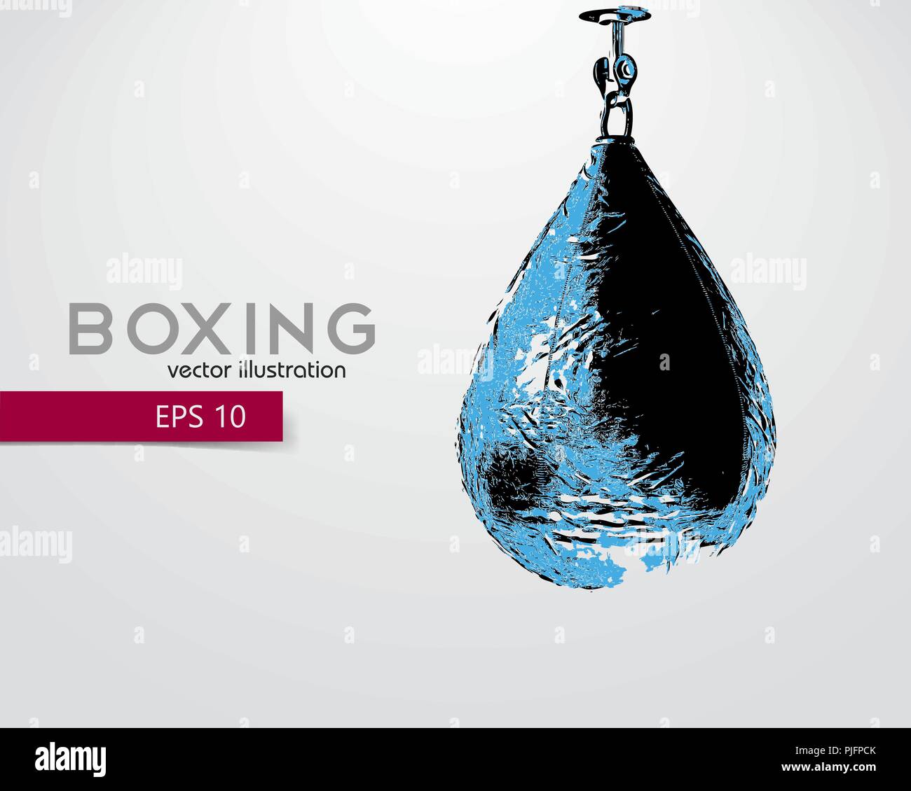 Boxsack Silhouette. Hintergrund und Text auf einem separaten Layer, Farbe kann mit einem Klick geändert werden. Boxer. Boxen. Boxsack Silhouette Stock Vektor