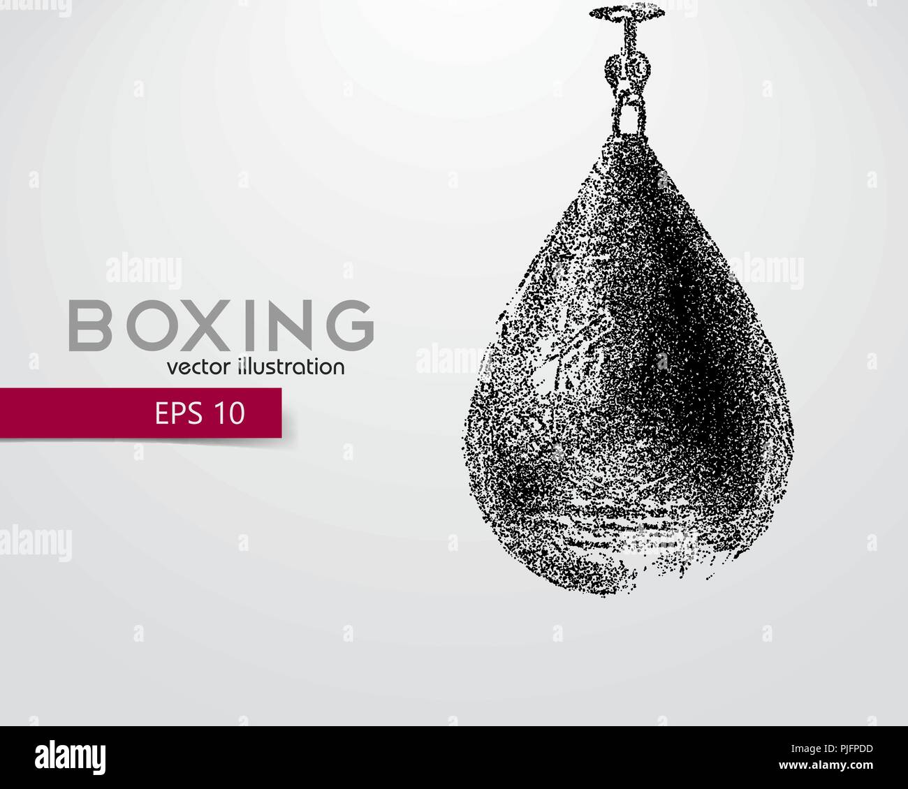 Boxsack aus Teilchen. Hintergrund und Text auf einem separaten Layer, Farbe kann mit einem Klick geändert werden. Boxer. Boxen. Boxer Silhouette Stock Vektor