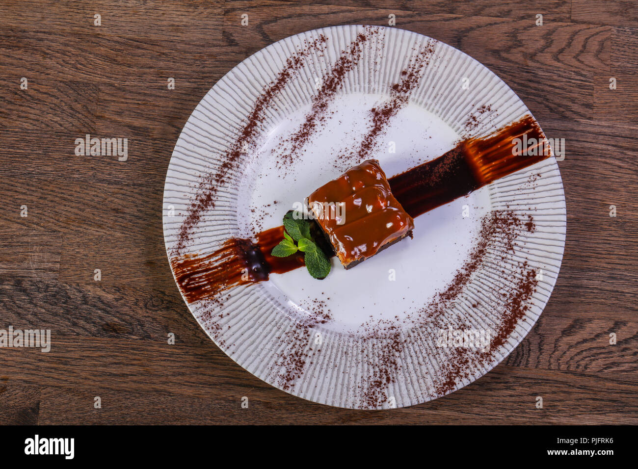 Caramel Brownie Kuchen Karamell Stockfoto