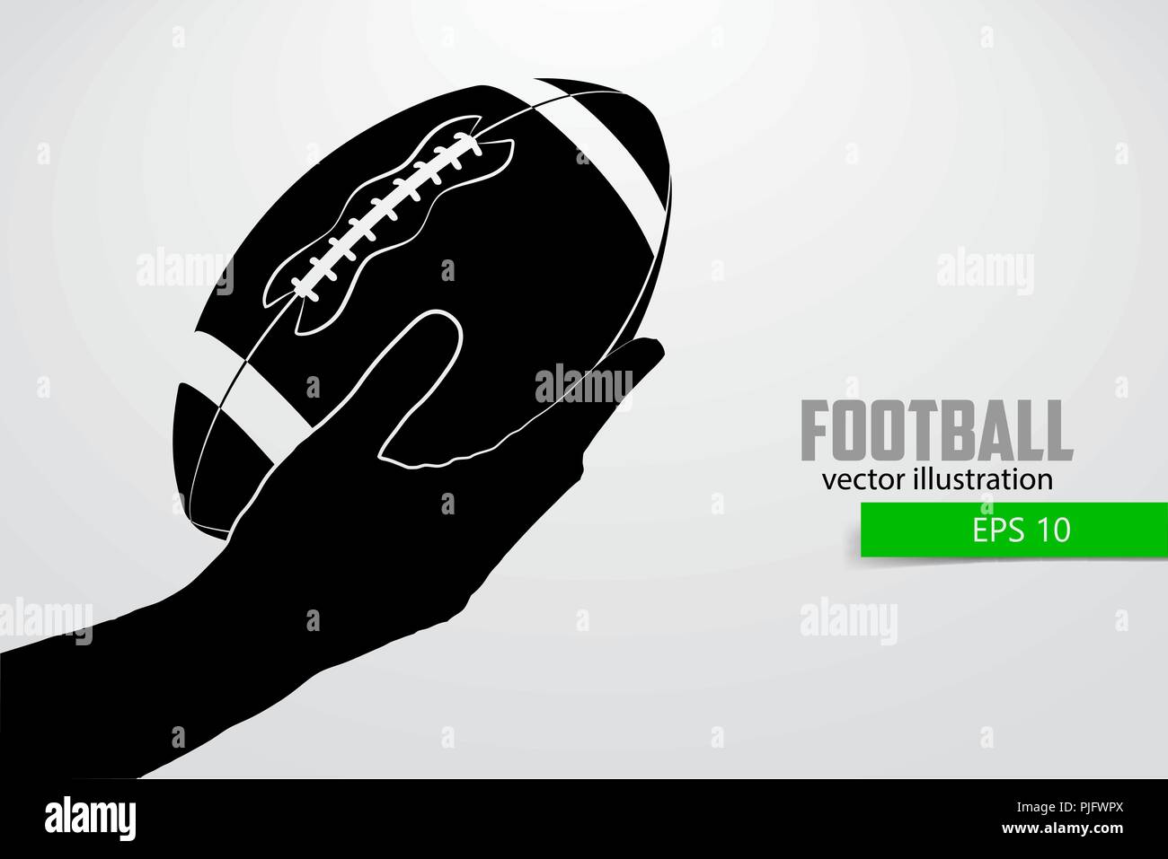 Hand hält der rugby ball, Silhouette. Rugby. American Football Stock Vektor