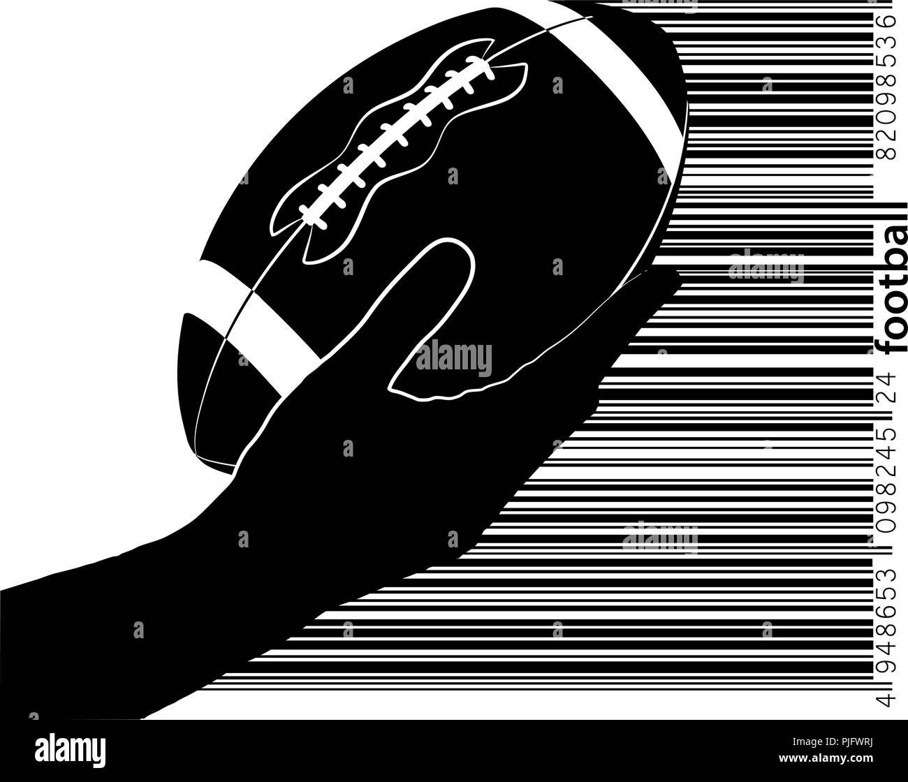 Hand hält der rugby ball, Silhouette. Rugby. American Football Stock Vektor