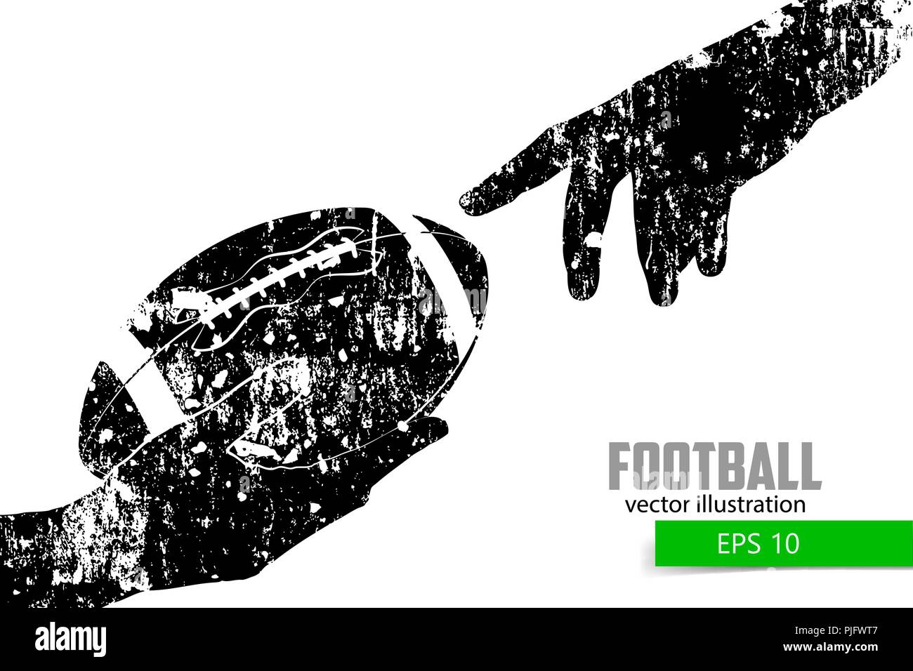 Hand hält der rugby ball, Silhouette. Rugby. American Football Stock Vektor