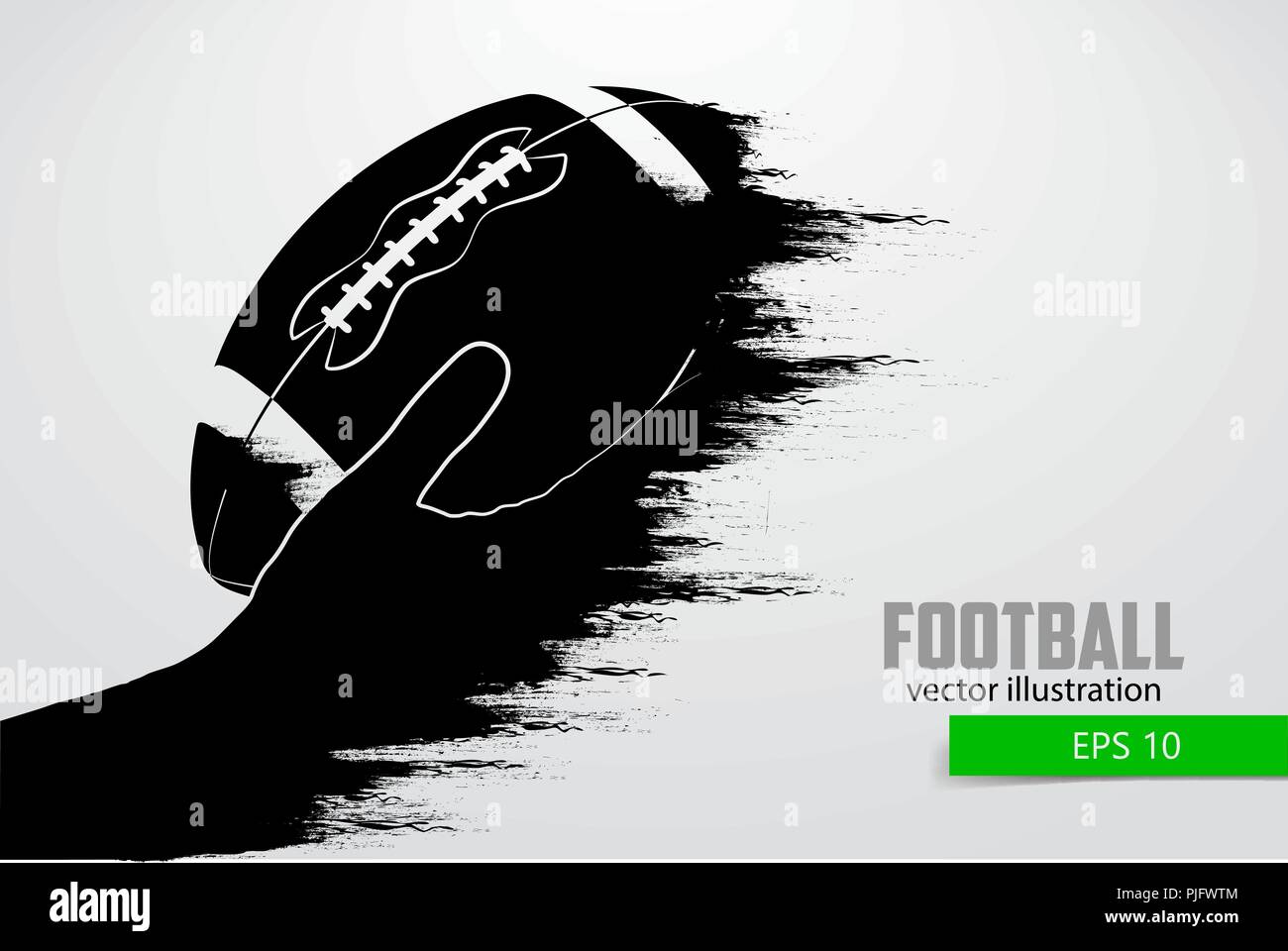 Hand hält der rugby ball, Silhouette. Rugby. American Football. Vector Illustration Stock Vektor