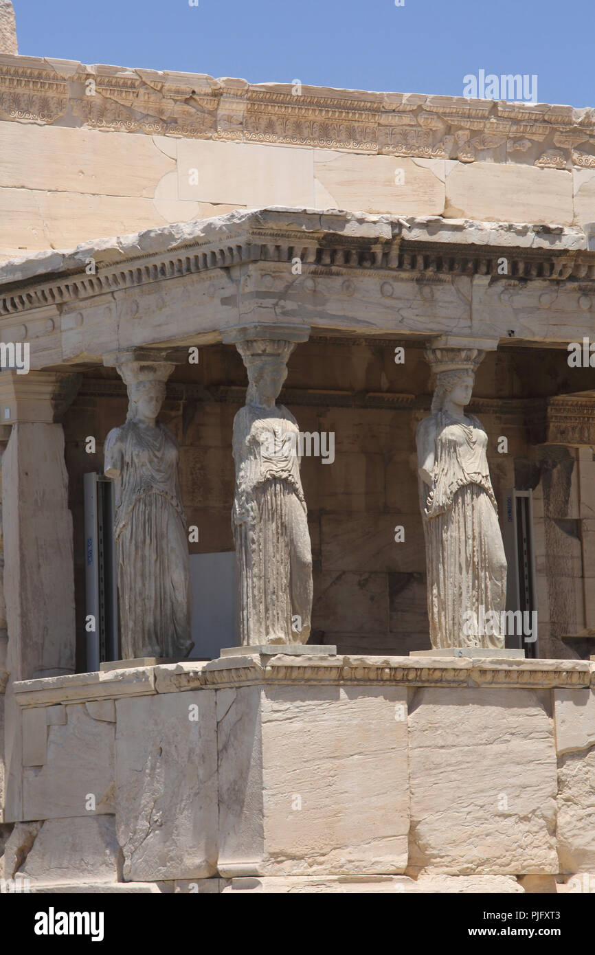 Akropolis Athen Griechenland Portal der Karyatiden Stockfoto