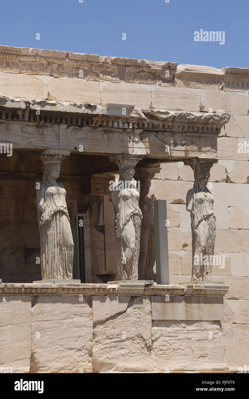 Akropolis Athen Griechenland Portal der Karyatiden Stockfoto