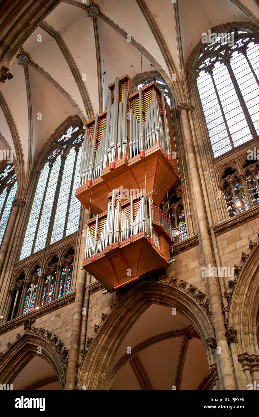 Der Kölner Dom, "Schwalben Nest" Orgel Leitungen installiert 1998 Stockfoto