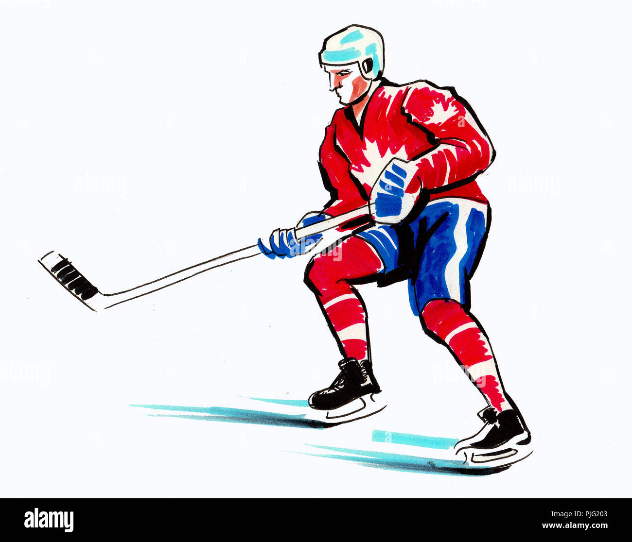 Ice Hockey Player Abbildung Stockfoto