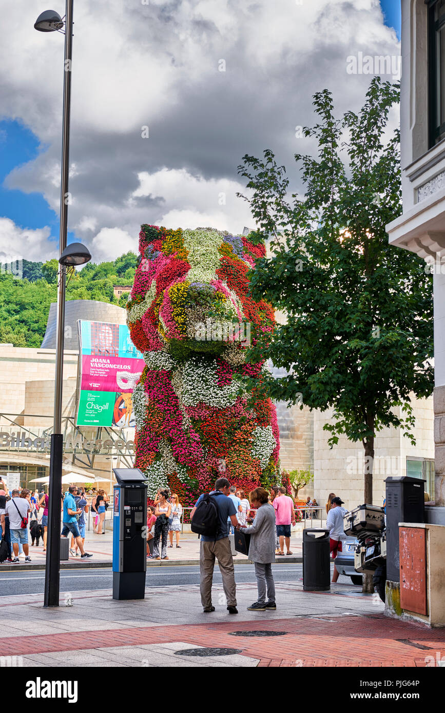 Welpen von Jeff Koons, Bilbao, Vizcaya, Baskenland, Euskadi, Euskal Herria, Spanien, Europa Stockfoto