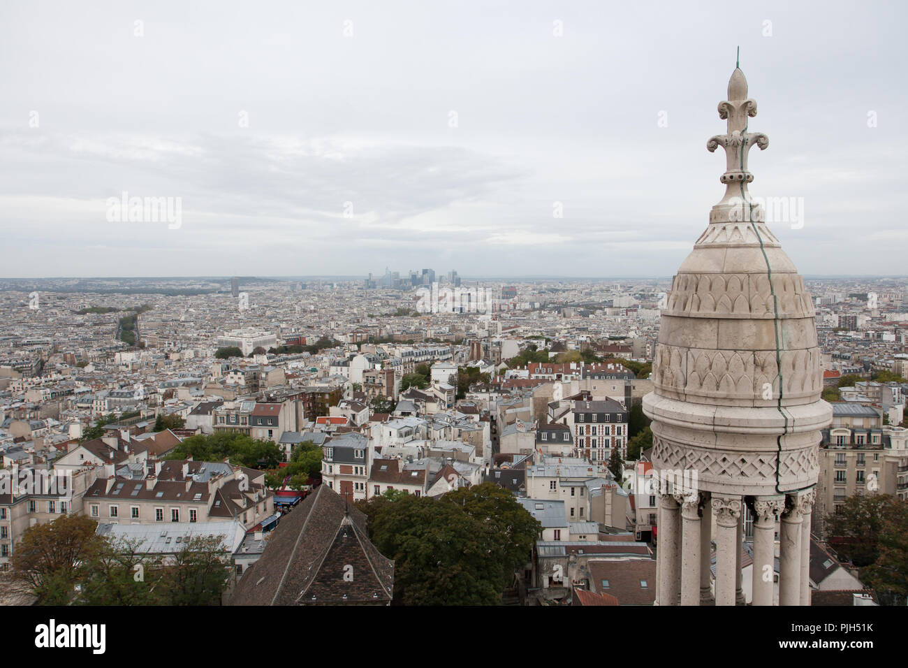 Ein stadtbild von Paris von der Sternwarte in der Basilique du Sacre Coeur, Frankreich Stockfoto