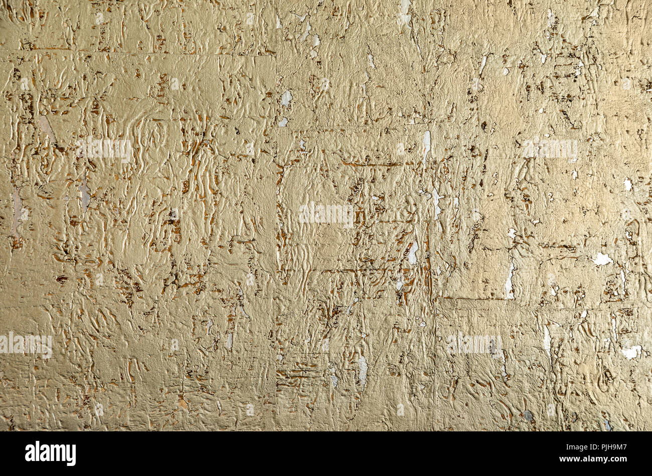 Die Textur von Gold an der Wand. Hintergrund. Stockfoto