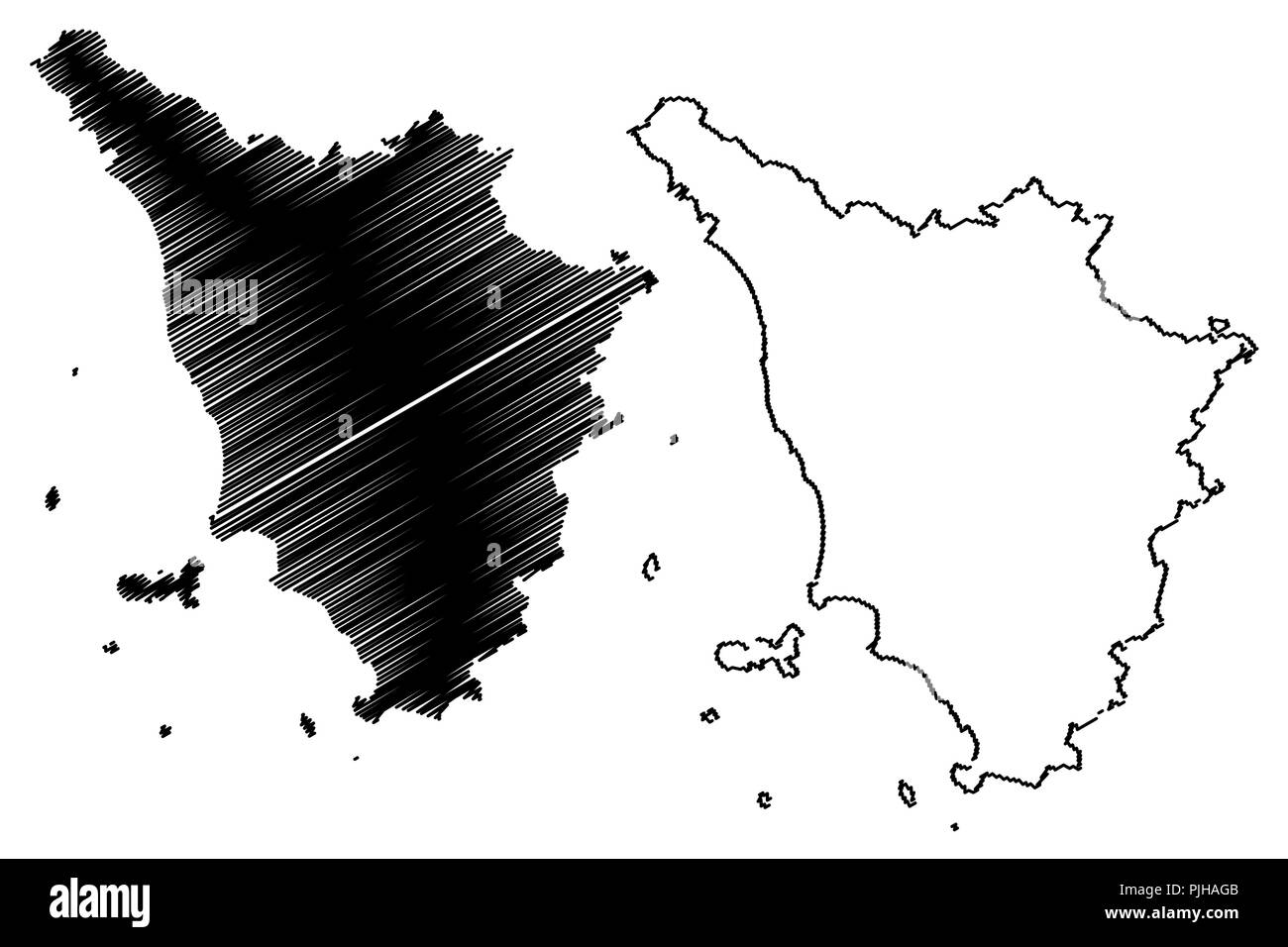 Toskana (Autonome Region Italiens) Karte Vektor-illustration, kritzeln Skizze Toscana Karte Stock Vektor