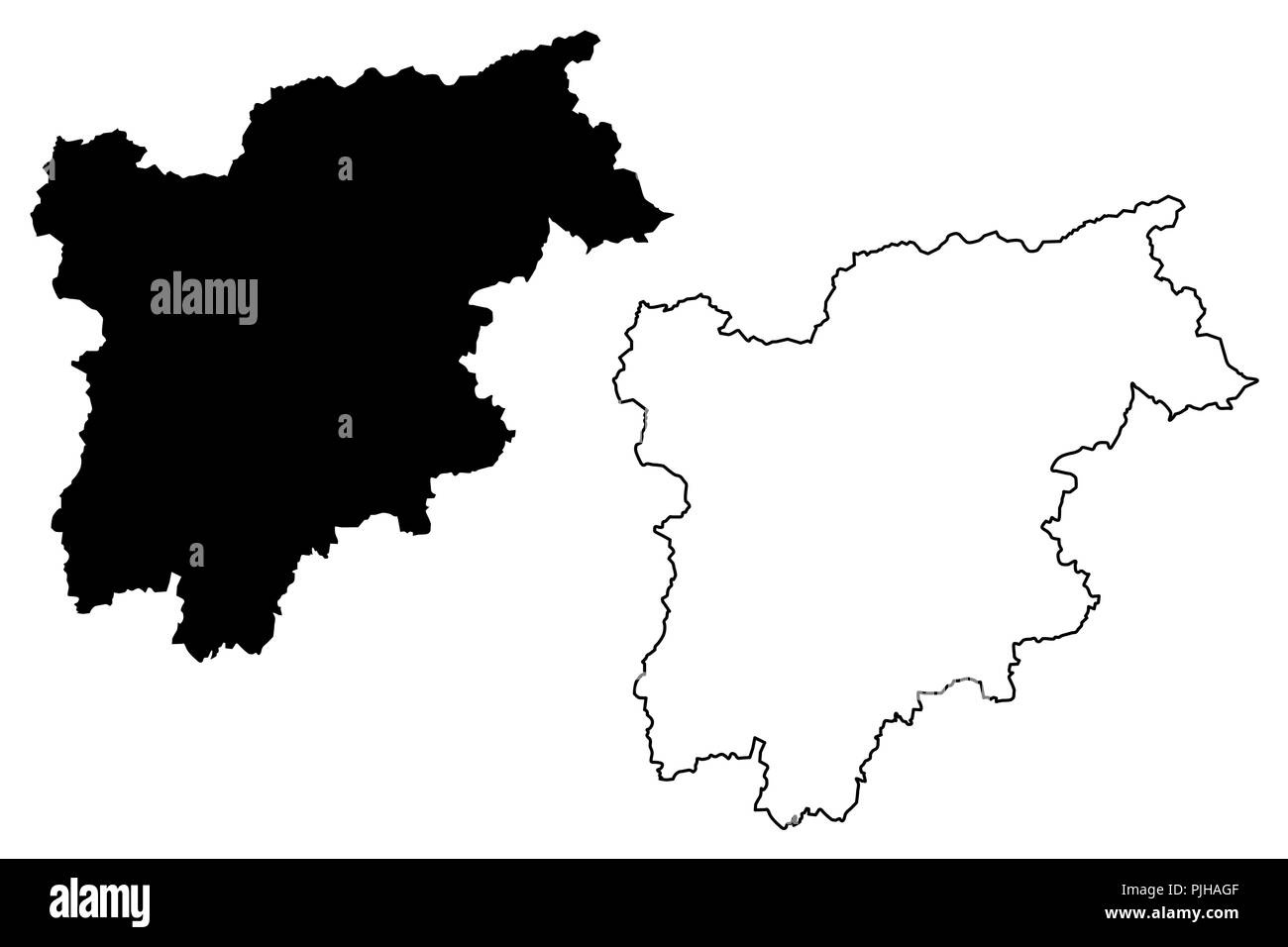 Südtirol - Südtirol (Autonome Region Italiens) Karte Vektor-illustration, kritzeln Skizze Trentino-südtirol Karte Stock Vektor