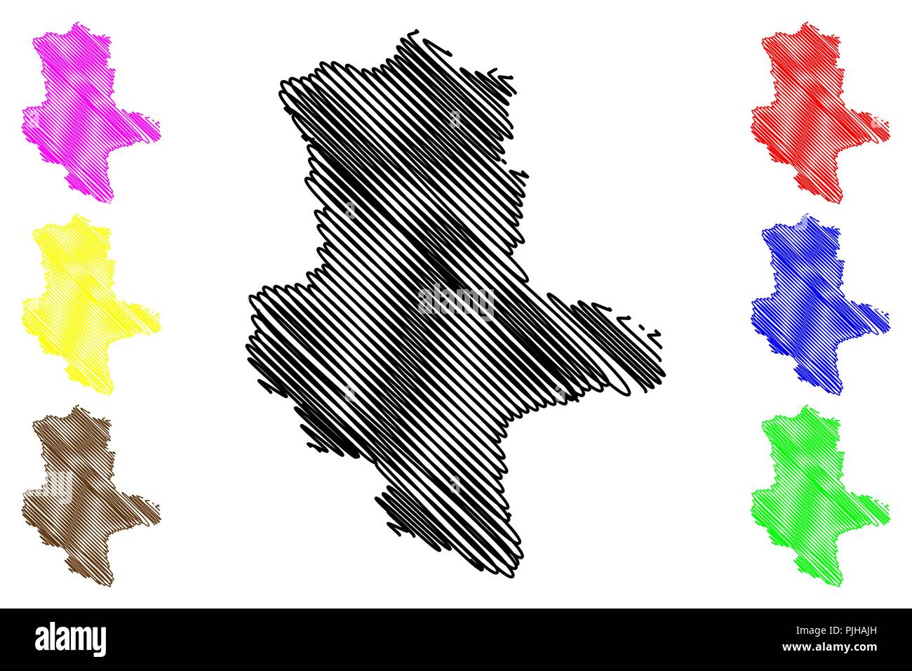 Sachsen-anhalt (Bundesrepublik Deutschland, Bundesland der Bundesrepublik Deutschland, Land Sachsen-Anhalt) Karte Vektor-illustration, kritzeln Skizze Sachsen-anhalt Karte Stock Vektor