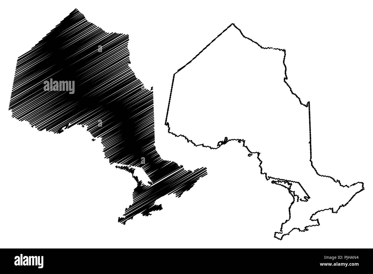 Ontario (Provinzen und Territorien Kanadas) Karte Vektor-illustration, kritzeln Skizze Ontario Karte Stock Vektor