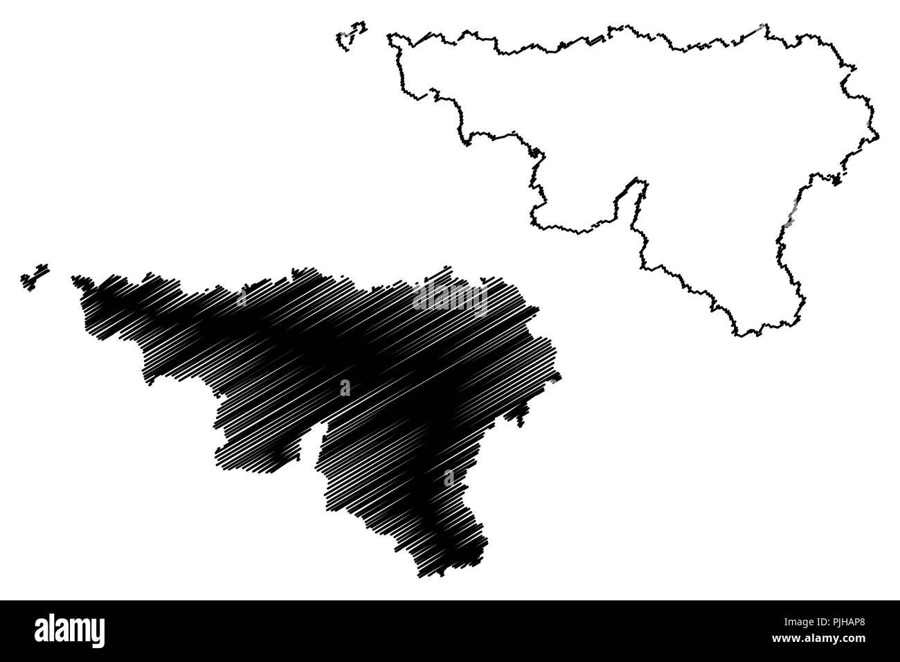 Wallonien (Gemeinschaft und Region von Belgien, Königreich Belgien) Karte Vektor-illustration, kritzeln Skizze Wallonien Karte Stock Vektor