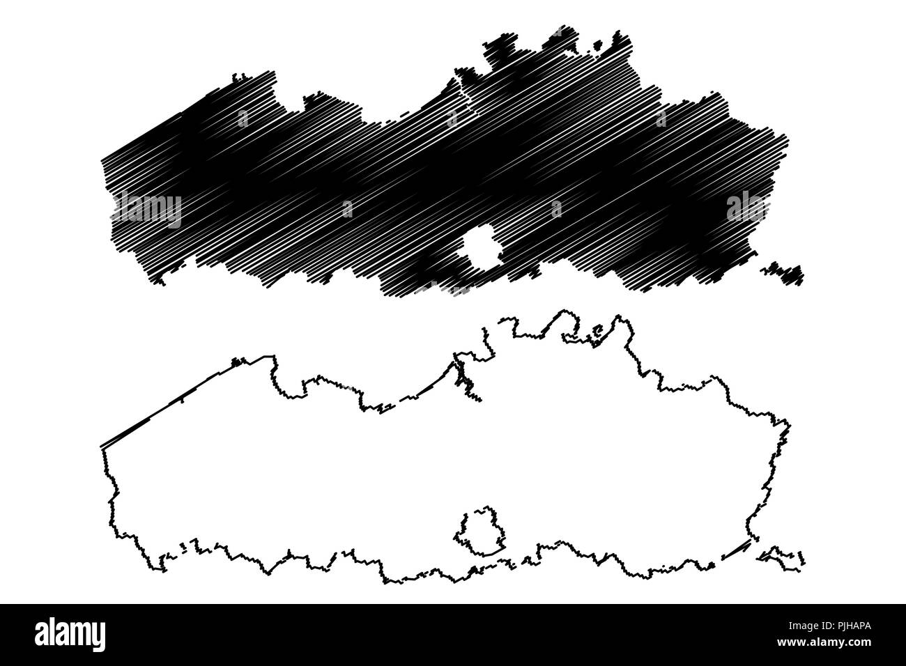 Flandern (Gemeinschaft und Region von Belgien, Königreich Belgien) Karte Vektor-illustration, kritzeln Skizze Flandern Karte Stock Vektor