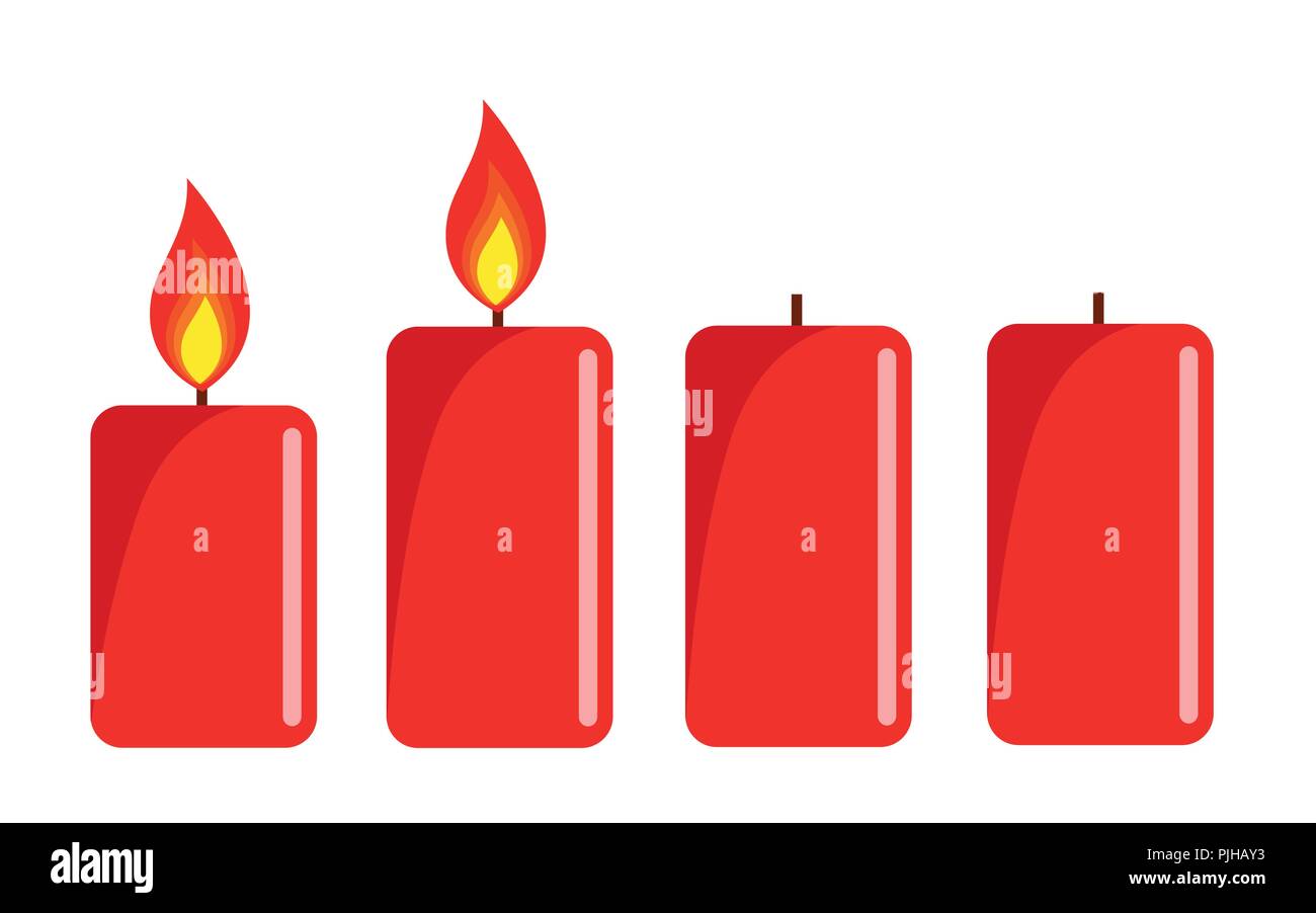 Zwei rote beleuchtete Advents Kerze weißer Hintergrund Vektor-illustration EPS 10. Stock Vektor