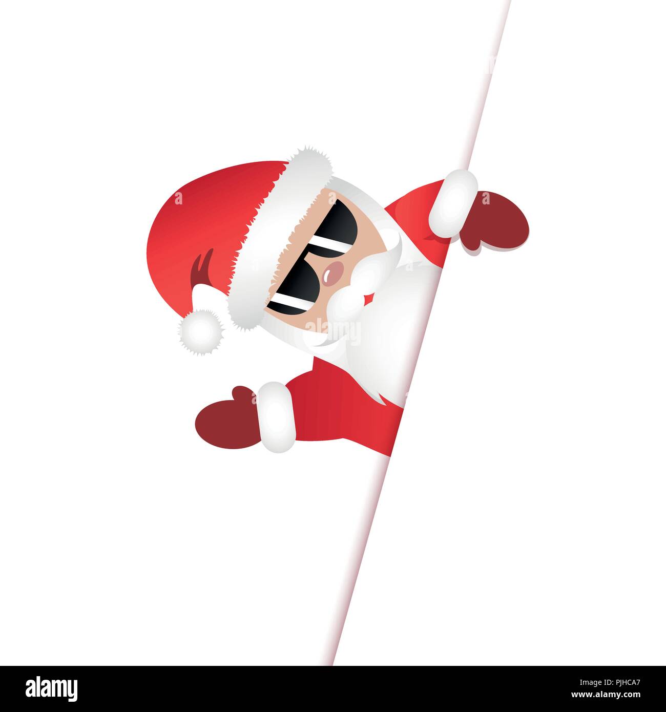 Hipster Weihnachtsmann mit Bart und Sonnenbrille winkt Weihnachtskarte design Vector Illustration EPS 10. Stock Vektor