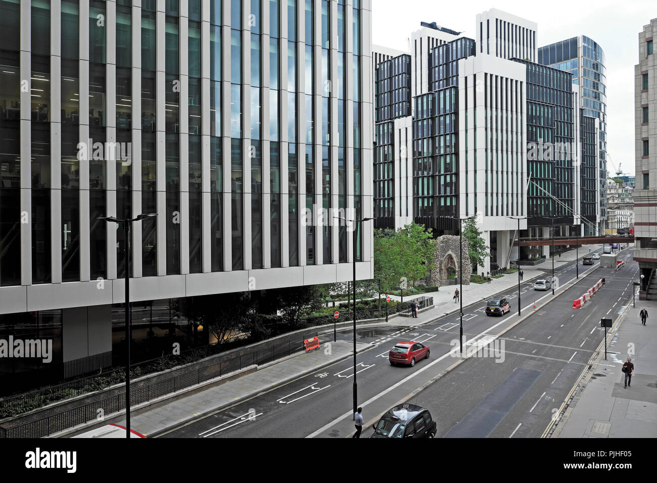 London Wall, neue moderne Bürogebäude Entwicklung an der London Wall Street Moorgate Bereich in der Stadt London UK KATHY DEWITT Stockfoto