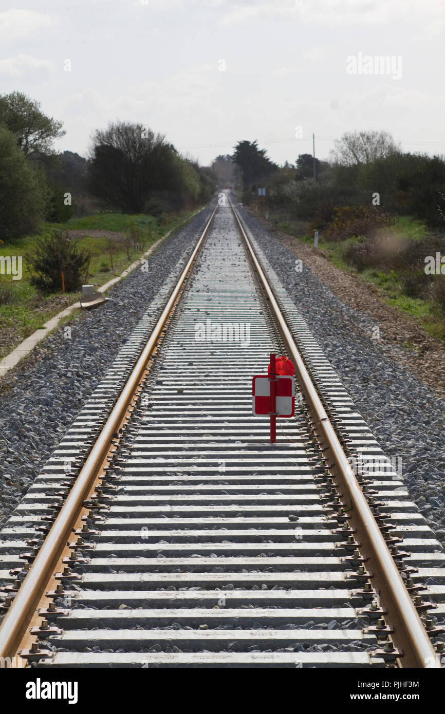 Frankreich, Nordwesten Frankreich, Bretagne, Les Moutiers-en-Retz, Sanierung der Eisenbahn zwischen Nantes und Saint-Nazaire Stockfoto