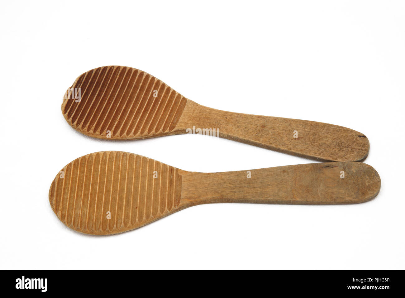 Vintage Set aus Holz Butter Klapse Stockfoto