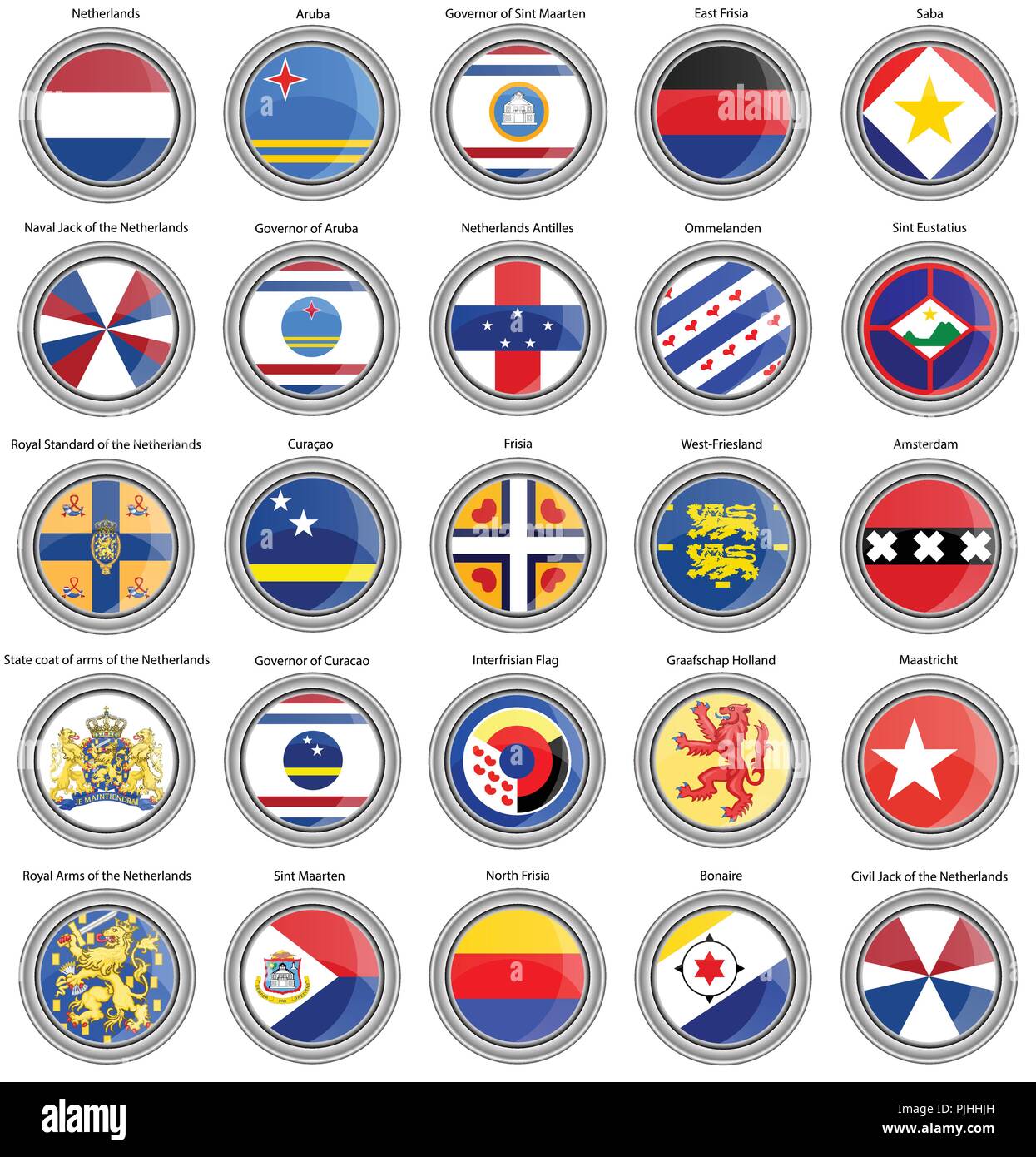 Reihe von Icons. Flagge der Niederlande. 3D. Stock Vektor