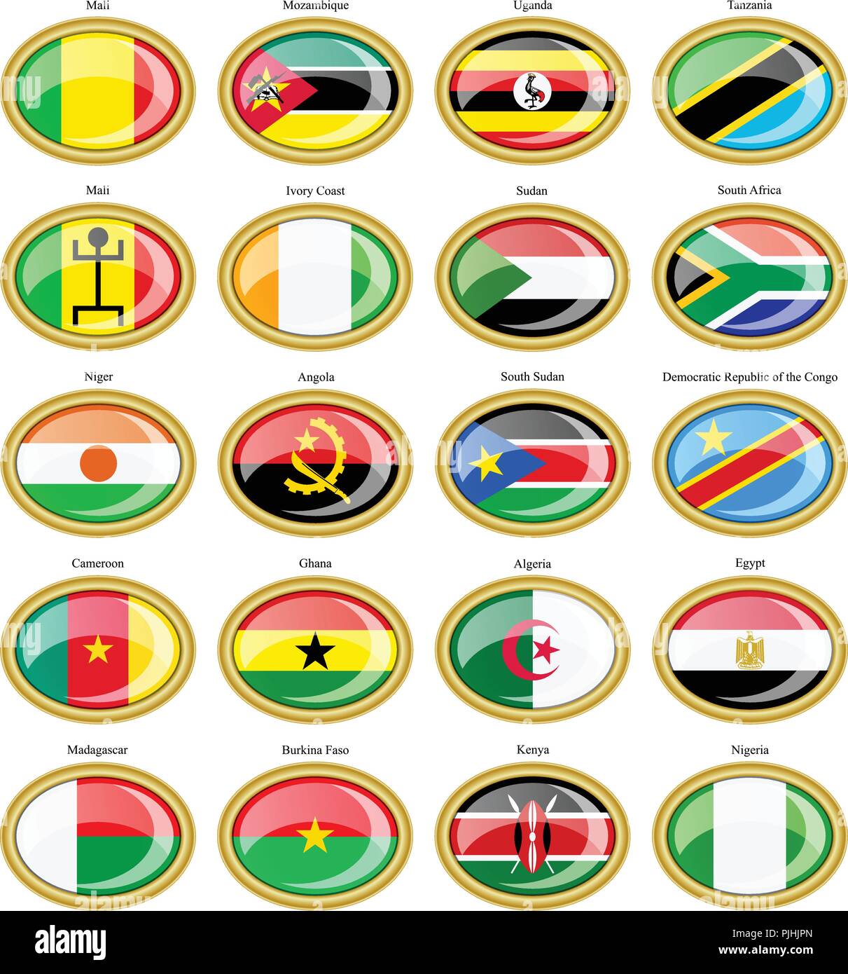 Set von Icons. Flaggen der Afrika. Stock Vektor