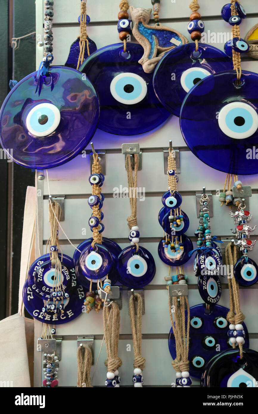 Plaka Athen Griechenland bösen Blick Charme Stockfoto