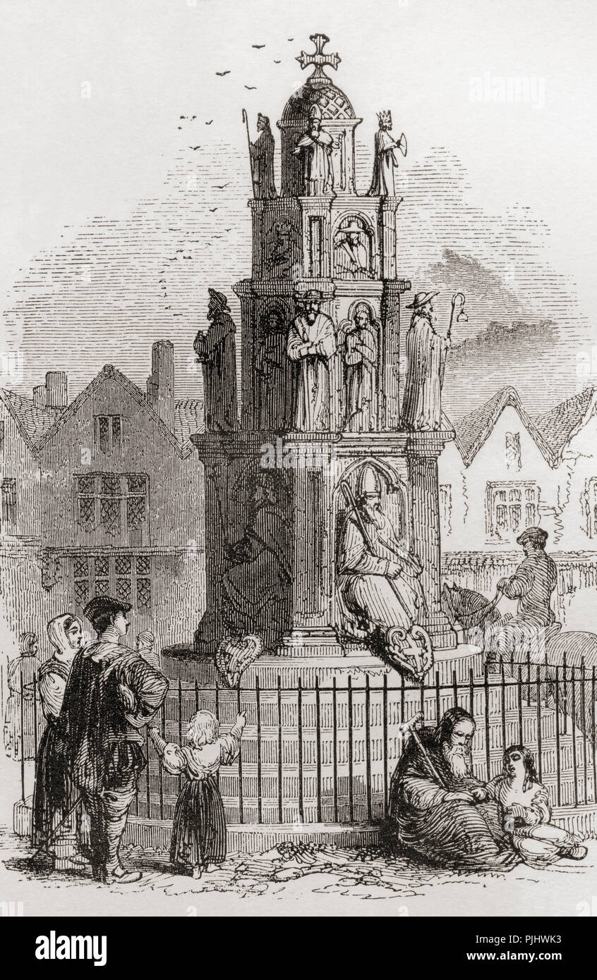 Die cheapside Kreuz, im Mai 1643, London, England abgerissen. Von London Bilder, veröffentlicht 1890. Stockfoto