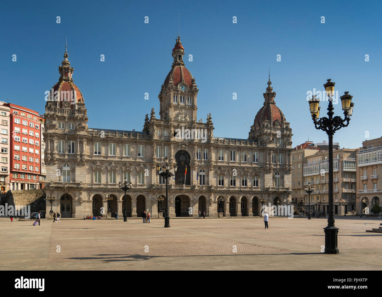 Spanien, Galizien, A Coruña, Praza de María Pita, Maria Pita Square, Concello da Coruña, Rathaus Stockfoto