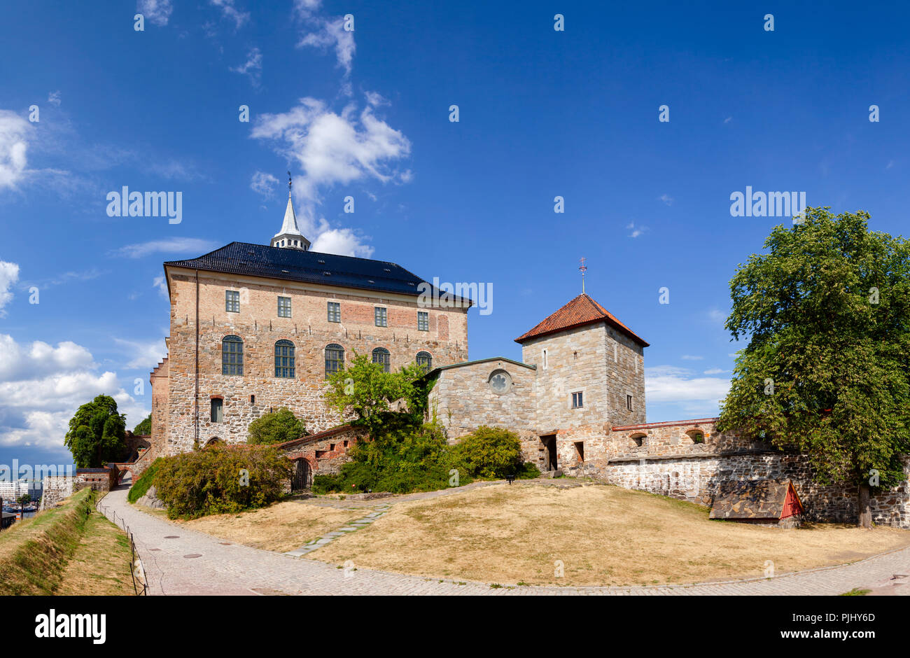 Mittelalterliche Burg und Festung Akershus, der ehemaligen königlichen Residenz im Zentrum von Oslo, Norwegen, Skandinavien Stockfoto