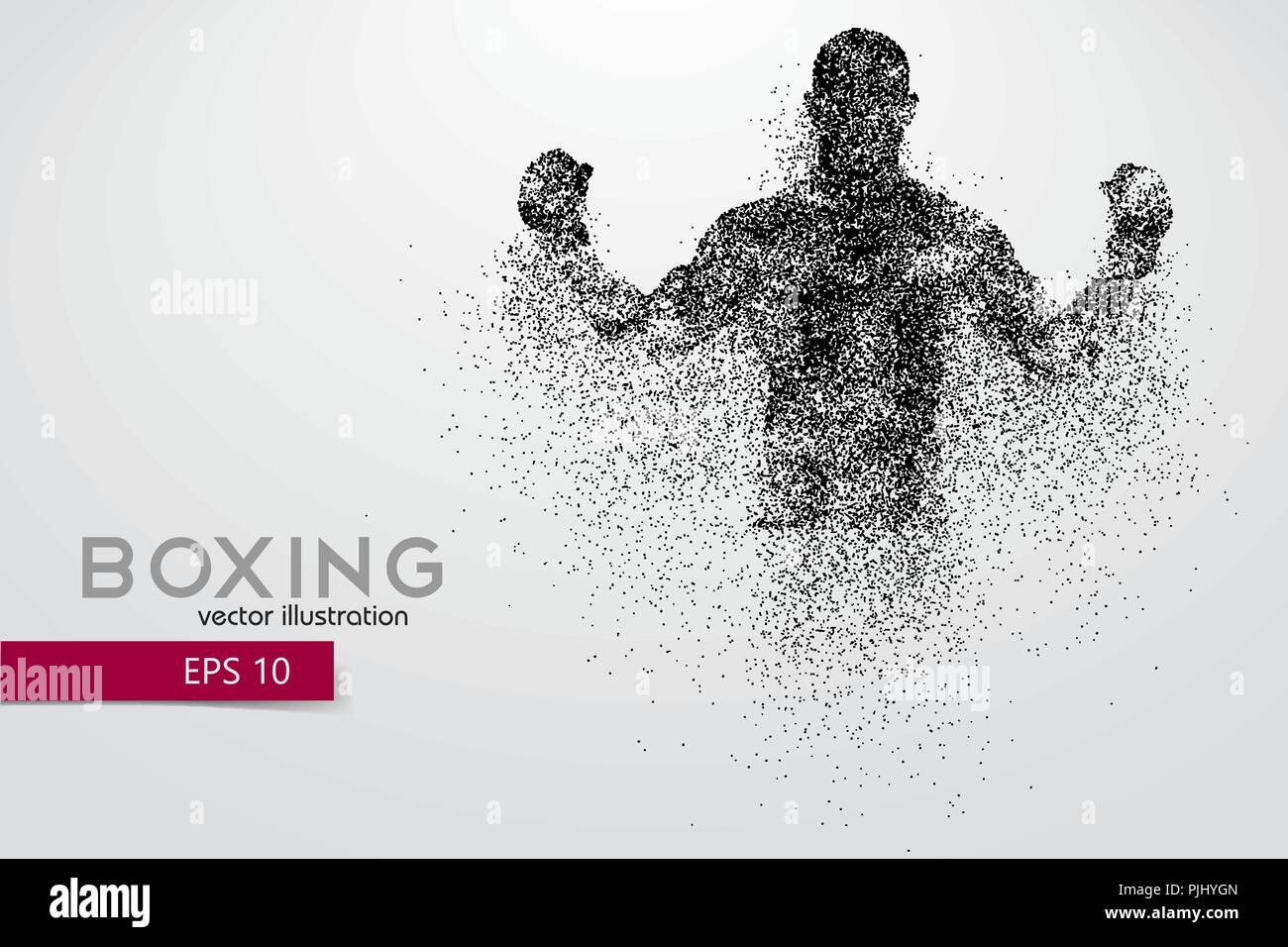 Boxing Silhouette. Hintergrund und Text auf einem separaten Layer, Farbe kann mit einem Klick geändert werden. Boxen. Vector Illustration Stock Vektor