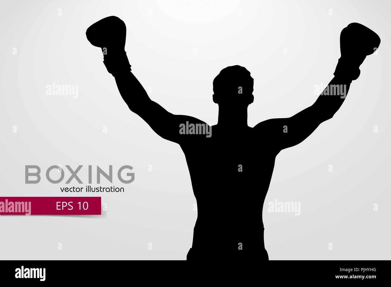 Boxing Silhouette. Hintergrund und Text auf einem separaten Layer, Farbe kann mit einem Klick geändert werden. Boxen. Vector Illustration Stock Vektor